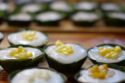 Close-up of breakfast on table