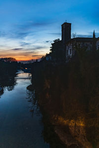 Scenic view of historic building against sky at sunset