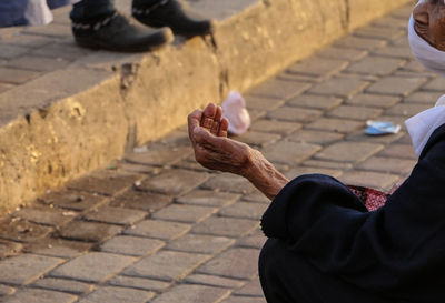 Man begging on street