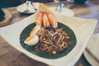 High angle view of meal served in plate