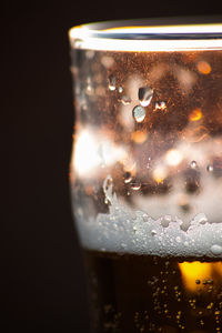 Close-up of beer glass