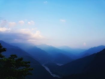 Scenic view of mountains against sky
