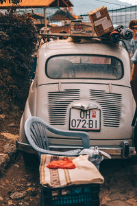 Close-up of old vintage car