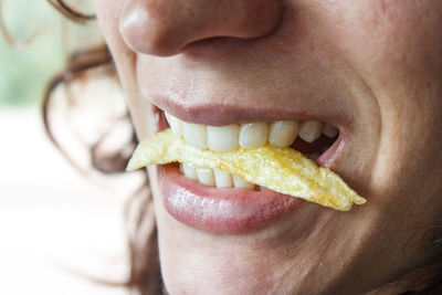 Close-up of man eating ice cream