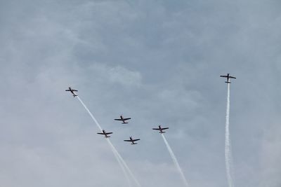 Low angle view of airplane flying in sky