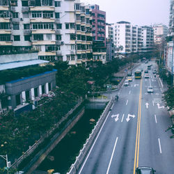 High angle view of road in city