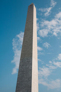 Low angle view of monument against cloudy sky