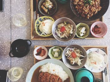 Directly above shot of food on table