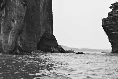 Scenic view of sea against clear sky