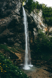 Low angle view of waterfall