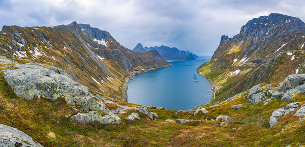 Scenic view of mountains against sky