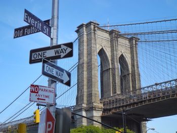 Low angle view of bridge against clear sky