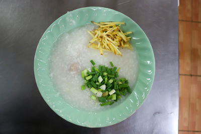 High angle view of food in plate