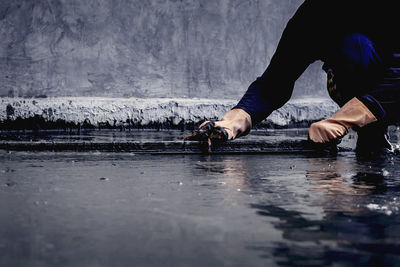 Man working in water