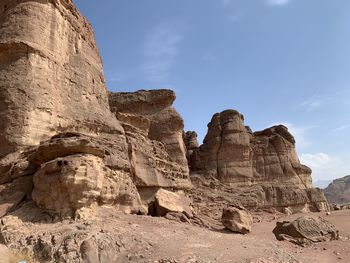 Low angle view of rock formations