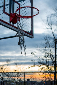 Low angle view of basketball hoop against sky