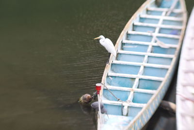 High angle view of a boat in lake