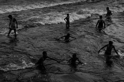 People enjoying in sea