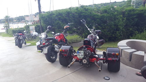 Motorcycle parked on road