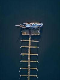 High angle view of boats in lake