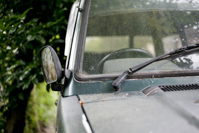 Close-up of wet car window