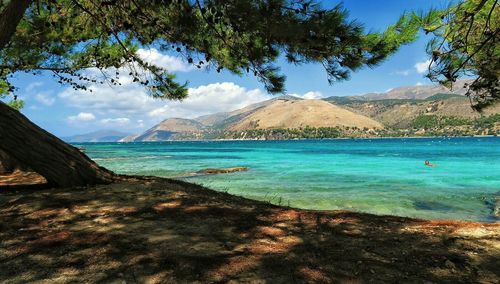 Scenic view of sea against cloudy sky