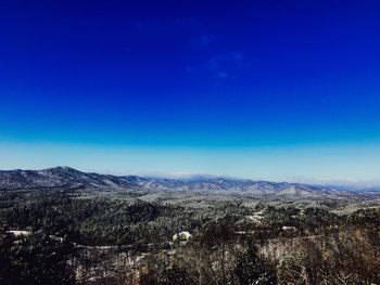 Scenic view of landscape against clear blue sky