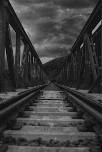 Surface level of railway bridge against sky