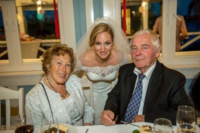 Portrait of smiling family during wedding