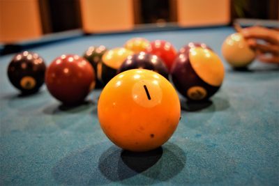 Close-up of balls on table