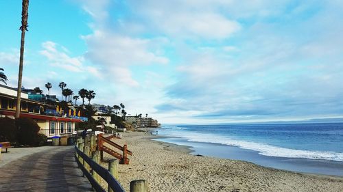 Buildings by sea at laguna beach