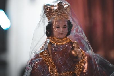 Close-up portrait of figurine