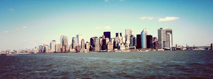 City skyline at dusk