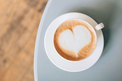 High angle view of coffee on table