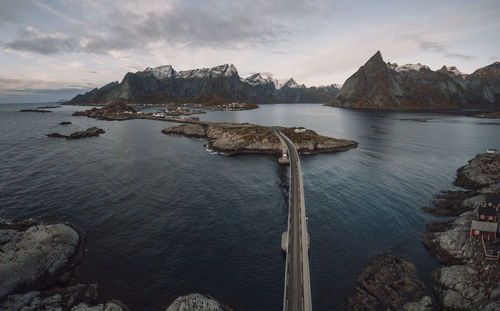 Panoramic view of the mountains and islands around lofoten