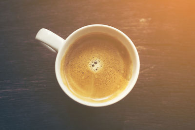 High angle view of coffee on table