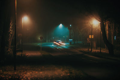 Light trails on street at night