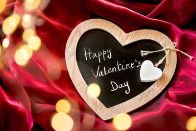 Close-up of text on heart shape