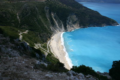 High angle view of beach and sea