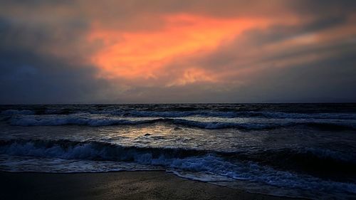 Scenic view of sea at sunset