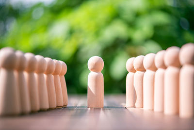 Close-up of chess pieces on table