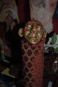 Close-up of carving on wall