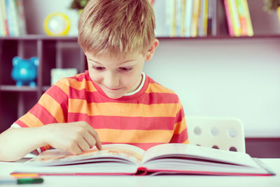 Boy studying at home