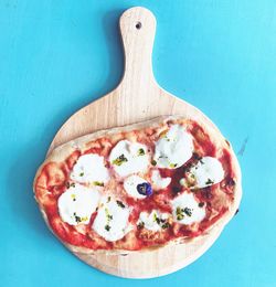 Directly above shot of pizza on table