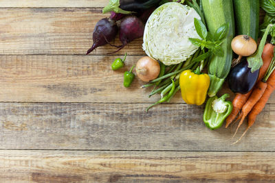 Directly above shot of vegetables on table