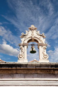 Low angle view of statue of building against sky