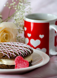 Whoopee pie and hearts with a rose, a special treat to show your love