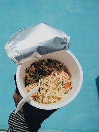 Close-up of hand holding food