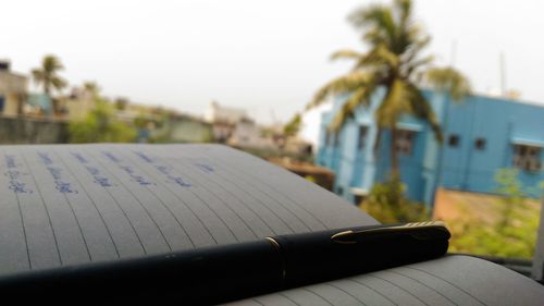 Close-up of book on table