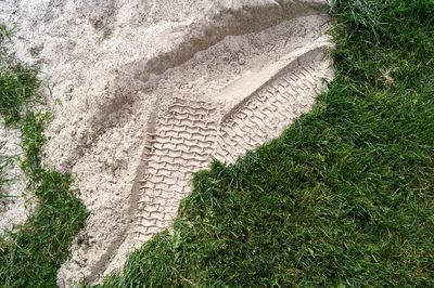 High angle view of stone wall